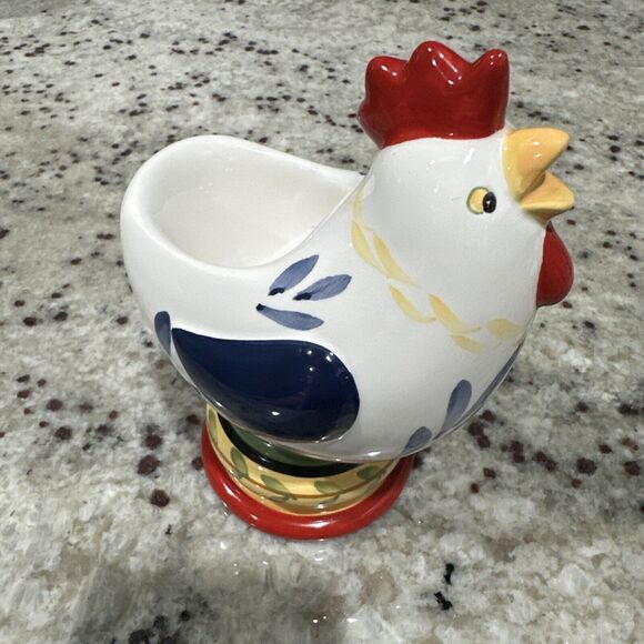 CHICKEN EGG / Sponge Ceramic Hen Holder Farm House Decor Kitchen Rooster - Picture 3 of 4